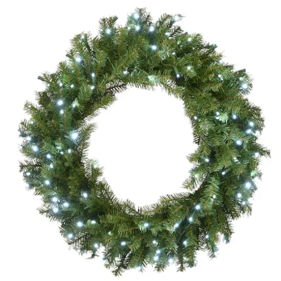 30" Cool White LED Memory-Shape&reg; Norwood Fir Wreath {1}