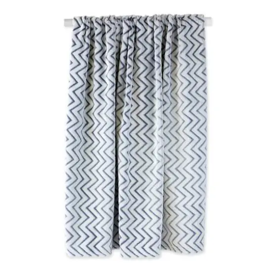 DII&reg; French Blue Chevron Plush Throw {6}