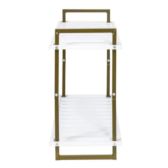 Honey Can Do Olive & White 2-Tier Tubular Shoe Rack {10}