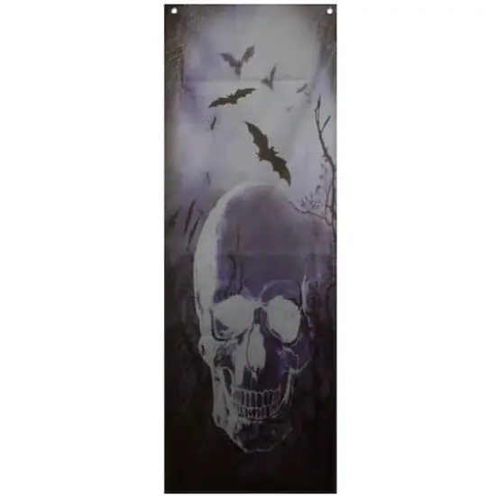71" Blue Spooky Skull Graveyard Halloween Door Decoration {1}