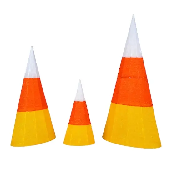 3-Piece Pre-Lit Candy Corn Cones {1}