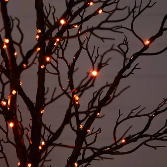 7ft. Pre-Lit Halloween Minimalist Twig Artificial Fall Tree with 400 Orange & Purple LED Lights {6}