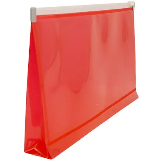 JAM Paper 5'' x 10'' Clear Plastic Pencil Pouch with Zip Closure, 12ct. Red {4}