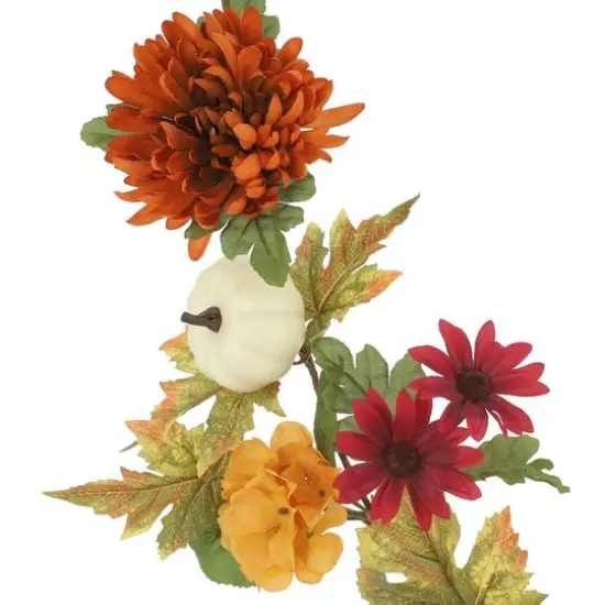 6ft. Orange & Yellow Mum, Hydrangea & Pumpkin Garland by Ashland&reg; {4}