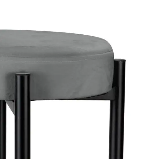 Home Details 18" Velour Vanity Stool Gray {4}