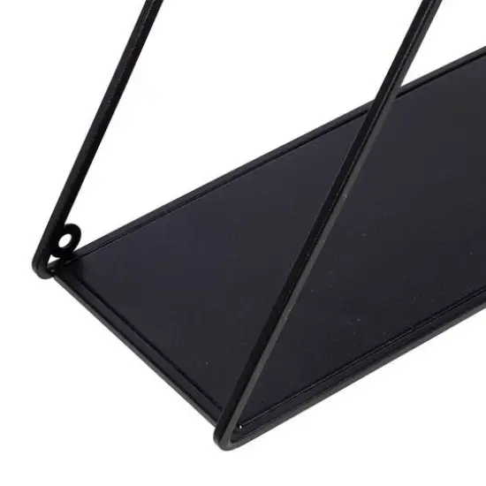 Honey Can Do 28" Black Three-Tier Triangle Decorative Metal Wall Shelf {8}