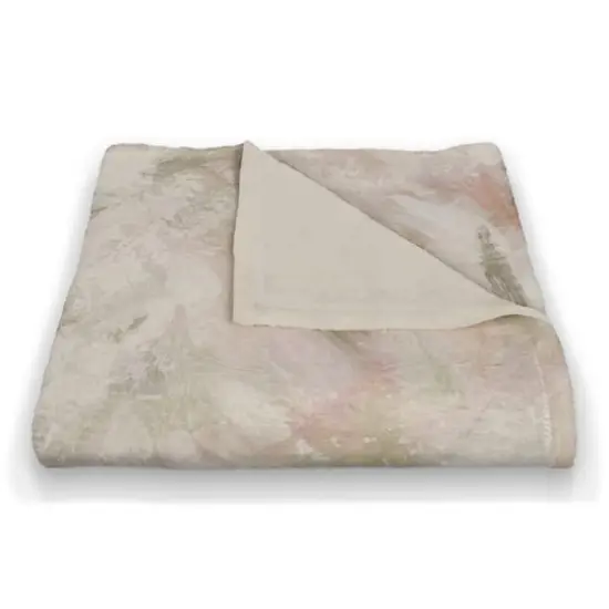 50" x 60" Blush & Sage Soft Floral Abstract Coral Fleece Blanket {4}