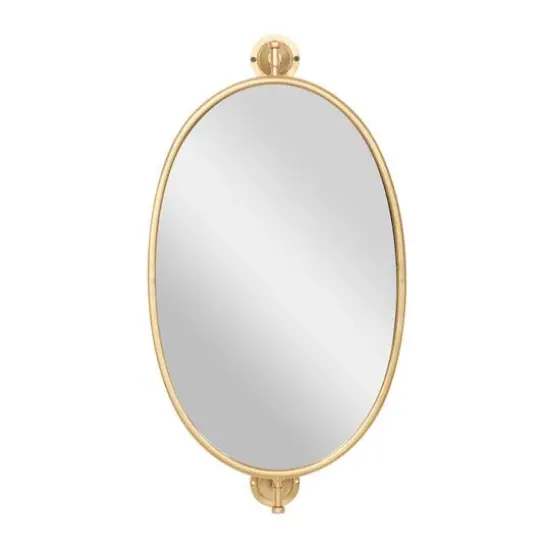 29" Oval Wood Wall Mirror Gold {1}