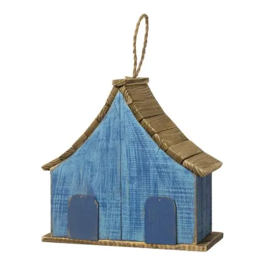 Glitzhome&reg; 10.5" Distressed Wood Birdhouse with Flowers {6}