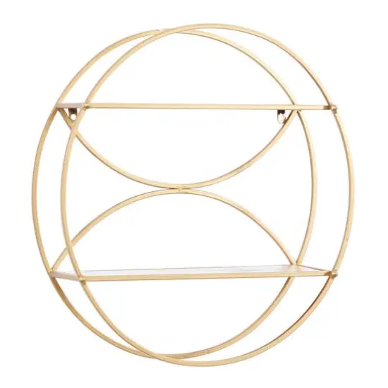 CosmoLiving by Cosmopolitan Gold Metal Contemporary Wall Shelf, 22" x 22" x 7" {3}