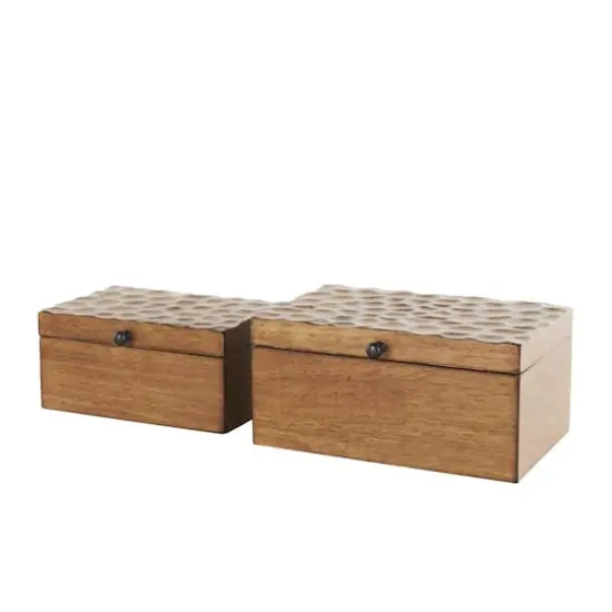 Brown Textured Concave Honeycomb Storage Box Set {4}
