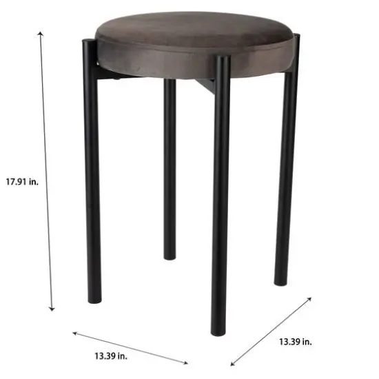 Home Details 18" Velour Vanity Stool Gray {5}