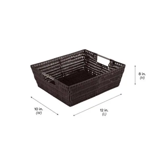 Simplify Chocolate Shelf Storage Rattan Tote Basket {7}