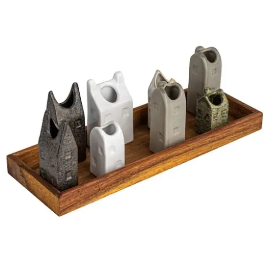 Hello Honey&reg; 4" Bohemian House-Shaped Stoneware Vase Set {1}