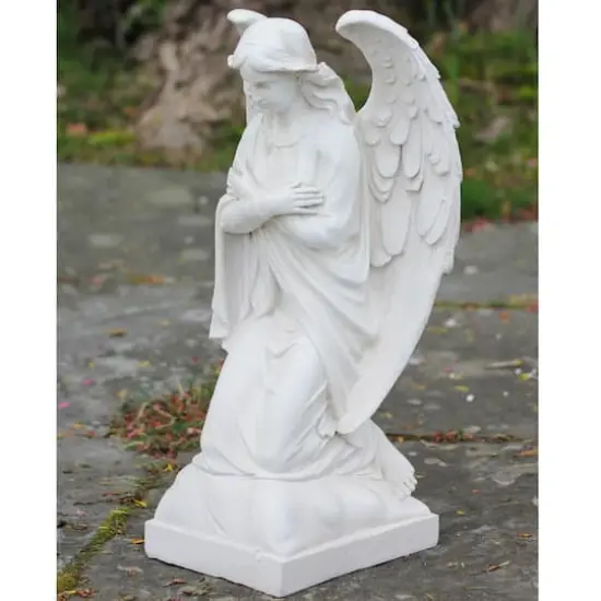 20.25" Ivory Kneeling Angel Outdoor Statue {4}