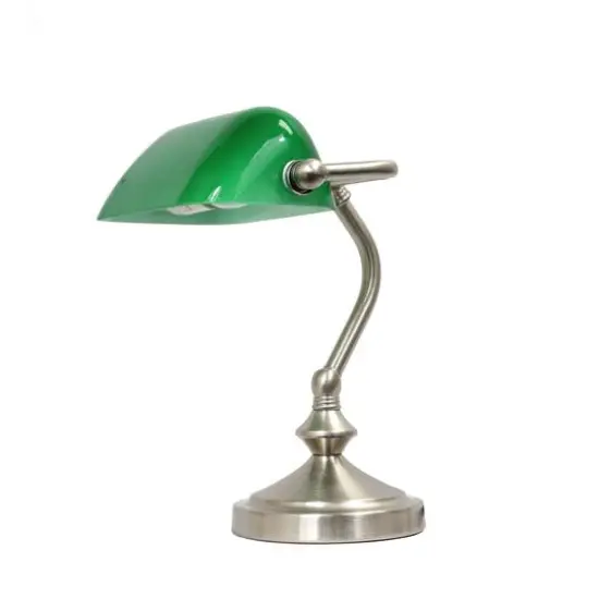 Simple Designs 9" Traditional Banker's Lamp with Glass Shade Green {1}