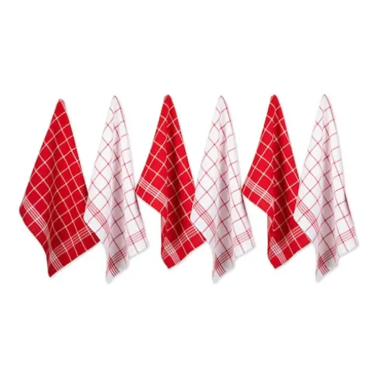 DII&reg; Waffle Weave Dishtowels, 6ct. Red {1}