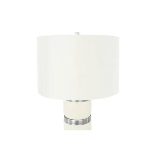 Hello Honey® 24" Raw Concrete White & Silver Table Lamp With Imprinted Diamond Design & Metal Accents {8}