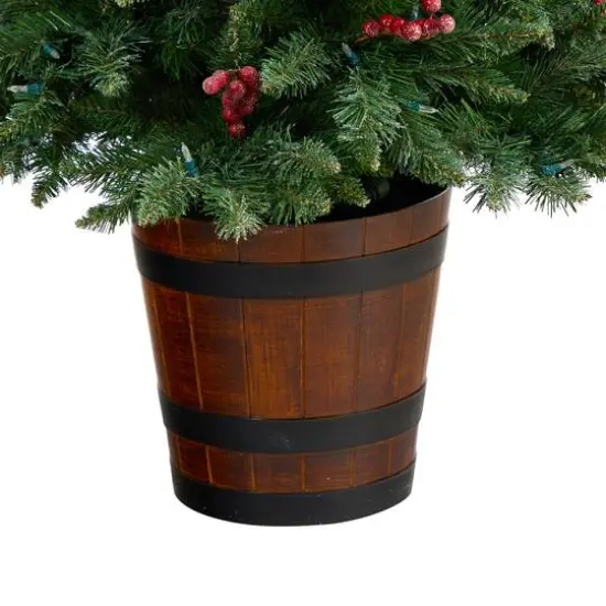 5ft. Pre-Lit Frosted Colorado Aspen Artificial Christmas Tree in Decorative Planter, White LED Lights {6}