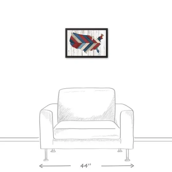 Herringbone Americana USA Black Framed Canvas {5}