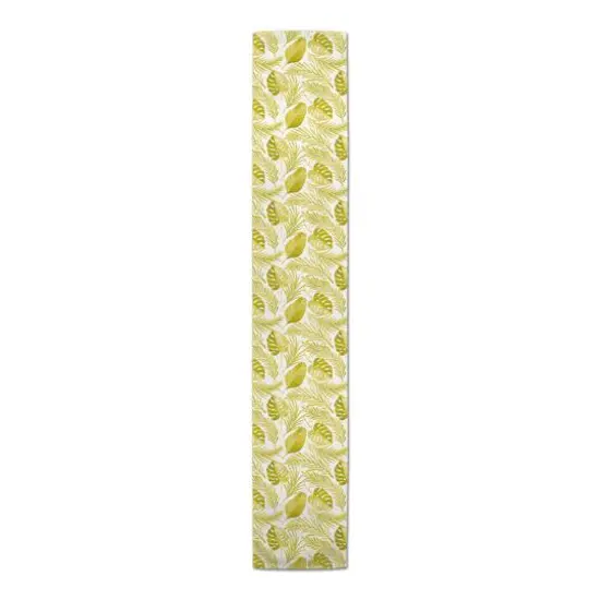 72'' Coastal Yellow Leaves Cotton Twill Table Runner {1}