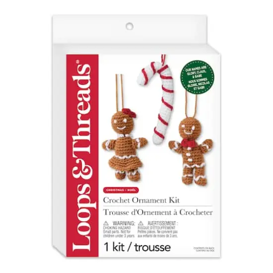 Intermediate Gingerbread Cookies & Candy Cane Amigurumi Crochet Ornament Kit by Loops & Threads&reg; {4}