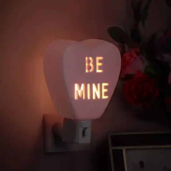 Miss ValentinePink Ceramic Candy Heart Be Mine Nightlight {3}