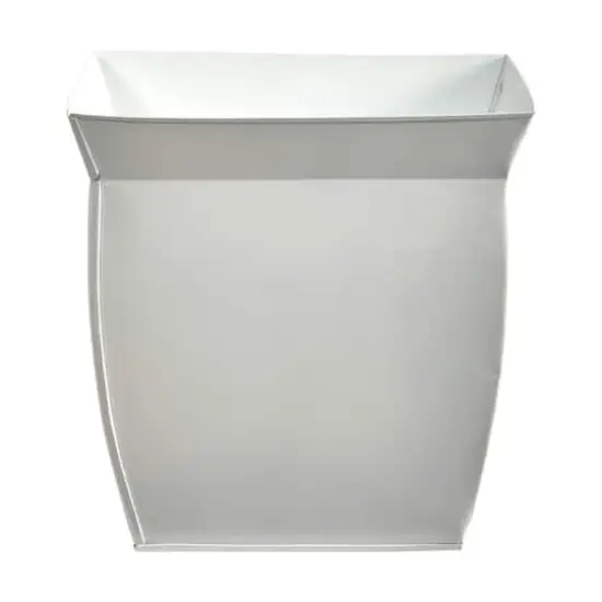 11.5" White Fluted Metal Square Planter {1}
