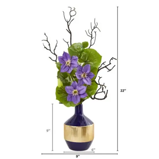 22" Anemone & Lotus Leaf Arrangement In Vase Lavender {4}