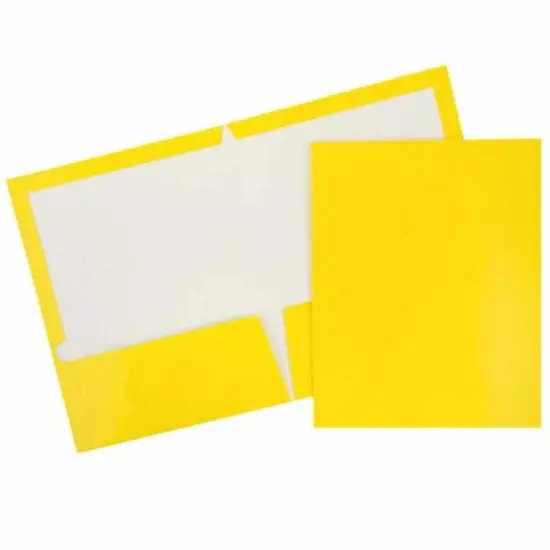 JAM Paper Glossy Two Pocket Folders, 12ct. Yellow {1}