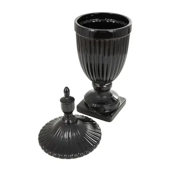 Black Ceramic Decorative Jar {5}