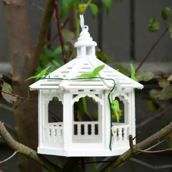 10.5" White Gazebo Bird Feeder {4}