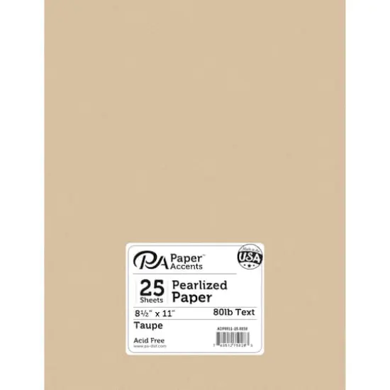 PA Paper&trade; Accents Pearlized 8.5" x 11" 80lb. Paper, 25 Sheets Taupe {1}