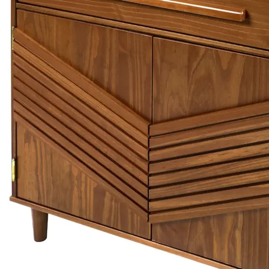 Walker Edison 32" Caramel Chevron Wood Detail Accent Cabinet {7}