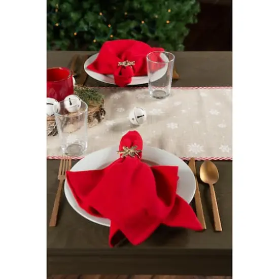 DII&reg; 108" Red Reindeer Embroidered Table Runner {5}