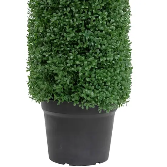 4ft. Unlit Artificial Boxwood Cone Topiary Tree with Pot {5}