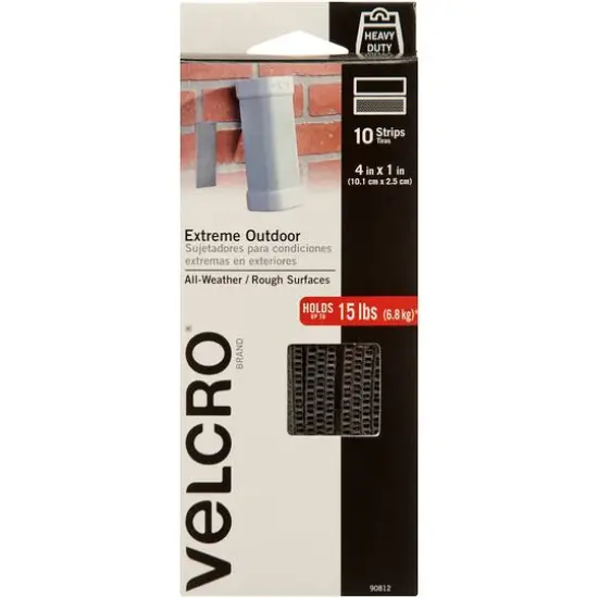 VELCRO&reg; Brand 4" Titanium Extreme Outdoor Strips, 10ct. {1}