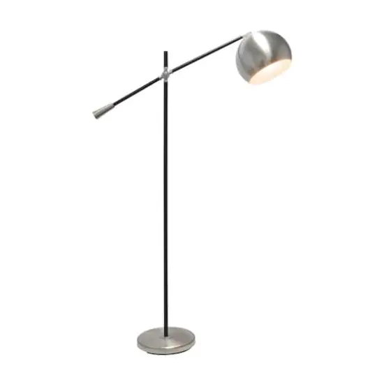 Lalia Home Black Matte Swivel Floor Lamp with Inner White Dome Shade Brushed Nickel {3}