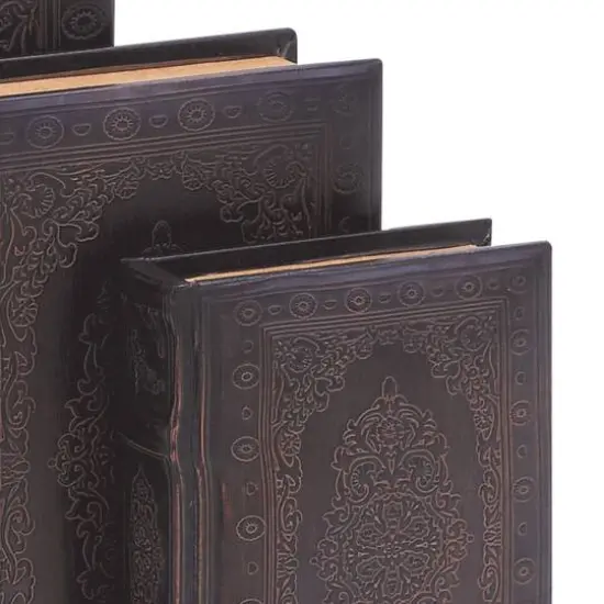 Dark Brown Wood Traditional Book Box Set {6}