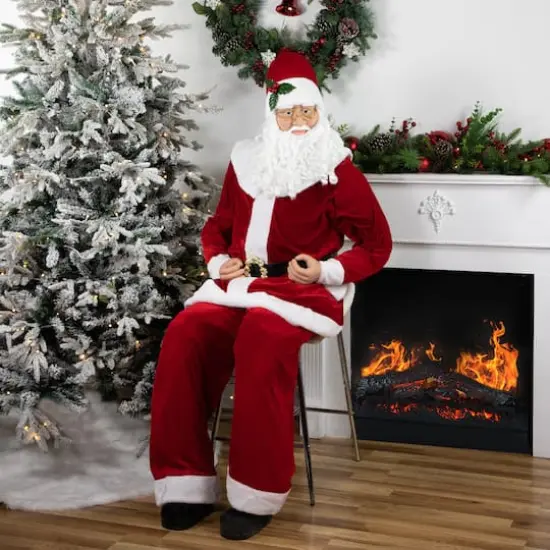 6ft. Life-Size Plush Santa Claus Standing or Sitting Christmas Figure {8}
