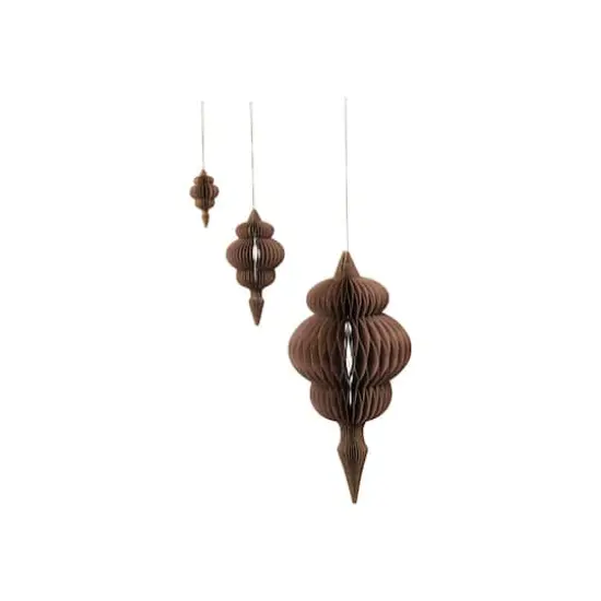 Hello Honey&reg; Brown Honeycomb Finial Paper Ornament Set {1}