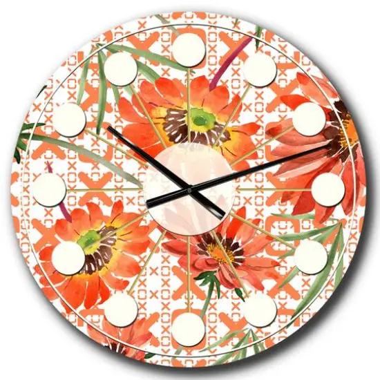 Designart Floral Botanical Retro I Mid-Century Modern Wall Clock {1}