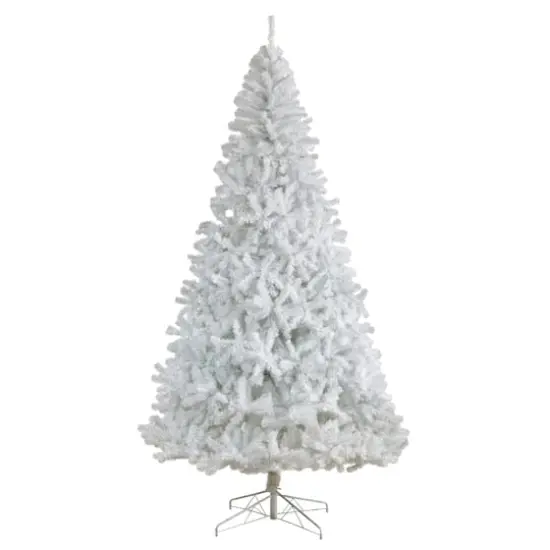 9ft. Pre-Lit White Artificial Christmas Tree, Clear LED Lights {4}