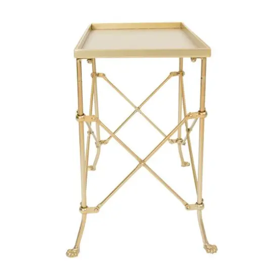 Hello Honey® 20" Gold Tray-Style Rectangle Metal Accent Table {5}