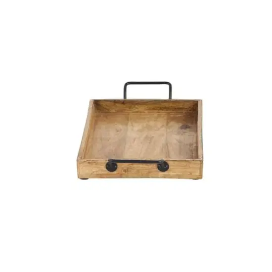 Rustic Brown Mango Wood Tray Set {6}