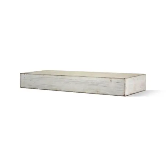 Small Whitewashed Wood Floating Wall Shelf {1}