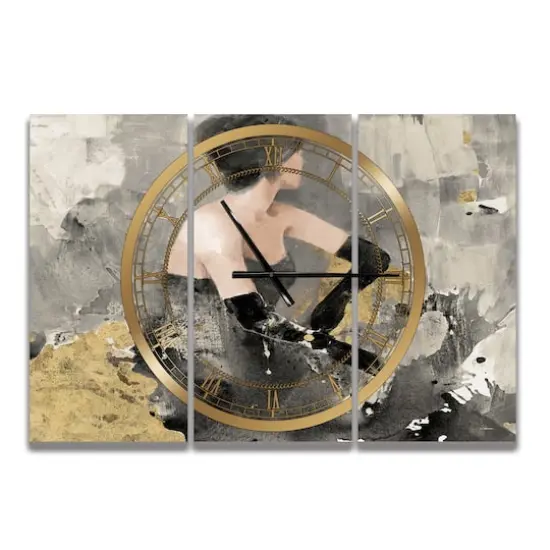 Designart 'Gold Fashion Dance Traditional Multipanel Wall Clock {1}