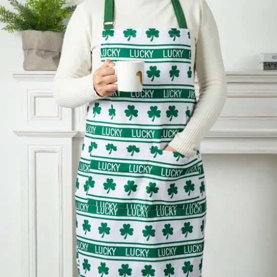 Glitzhome&reg; 31.25" St. Patrick's Shamrocks Apron {3}