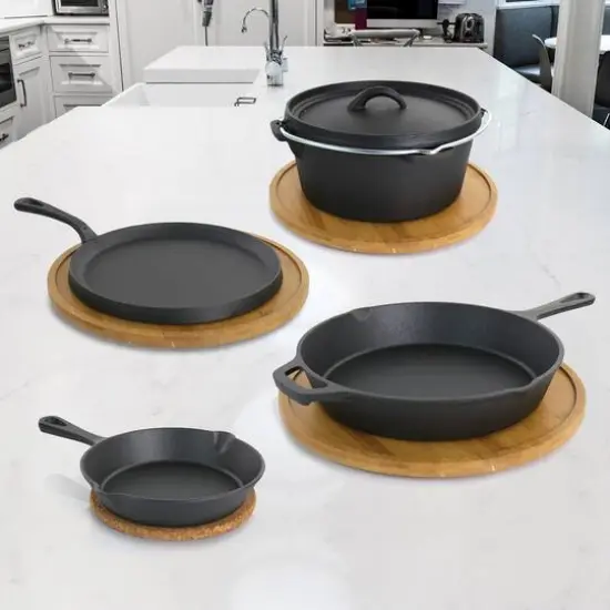 MegaChef 5 Piece Pre-Seasoned Cast Iron Kitchen Cookware Set {7}