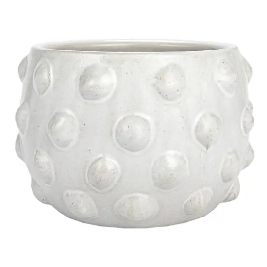 Hello Honey&reg; 5.5" White Bubbled Design Terra Cotta Planter {10}